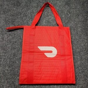 Doordash Insulated Food Delivery Cooler Bag Red Tote Zip Up Top